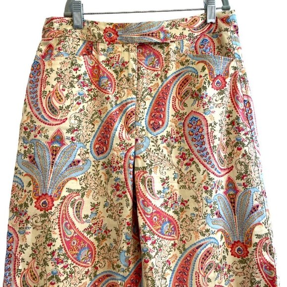 Vintage Talbots Paisley Crop Pants Size 4, Paisley Print,  3 Pockets, Stretch - Picture 2 of 6